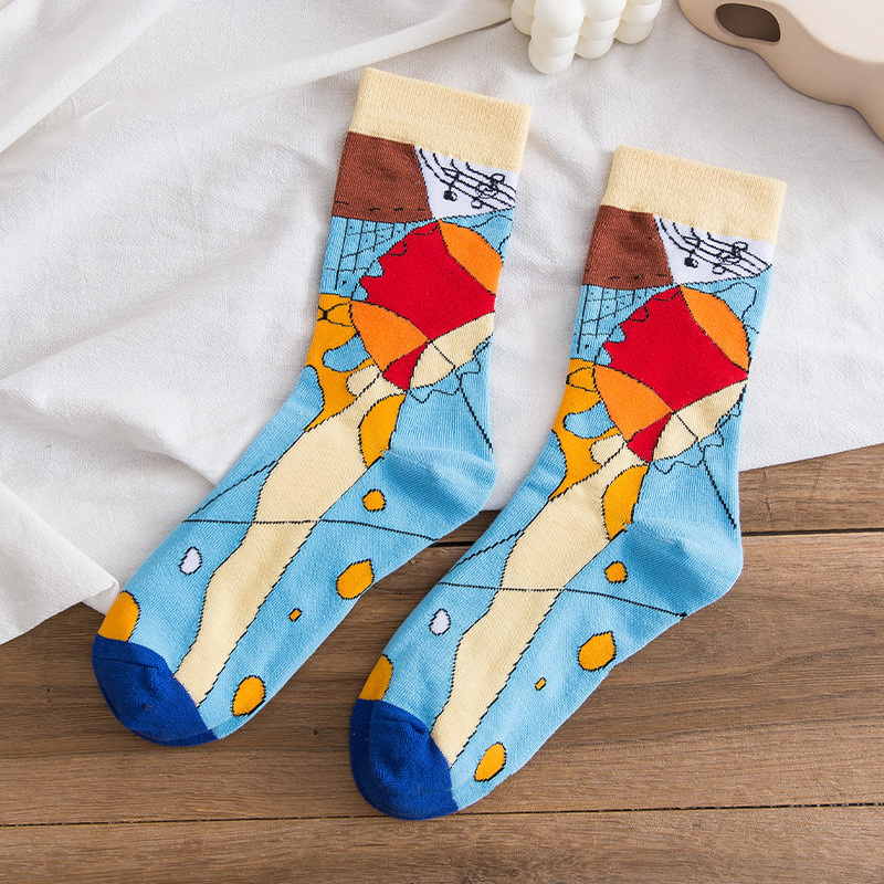 Couple Socks Abstract Color Fun Colored Wild Men Women Socks Retro Street Slopings